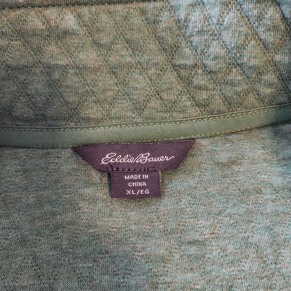 Eddie Bauer Quilted 1/2 half Zip Pullover Sweatshirt Womens XL Green Textured - Picture 3 of 5